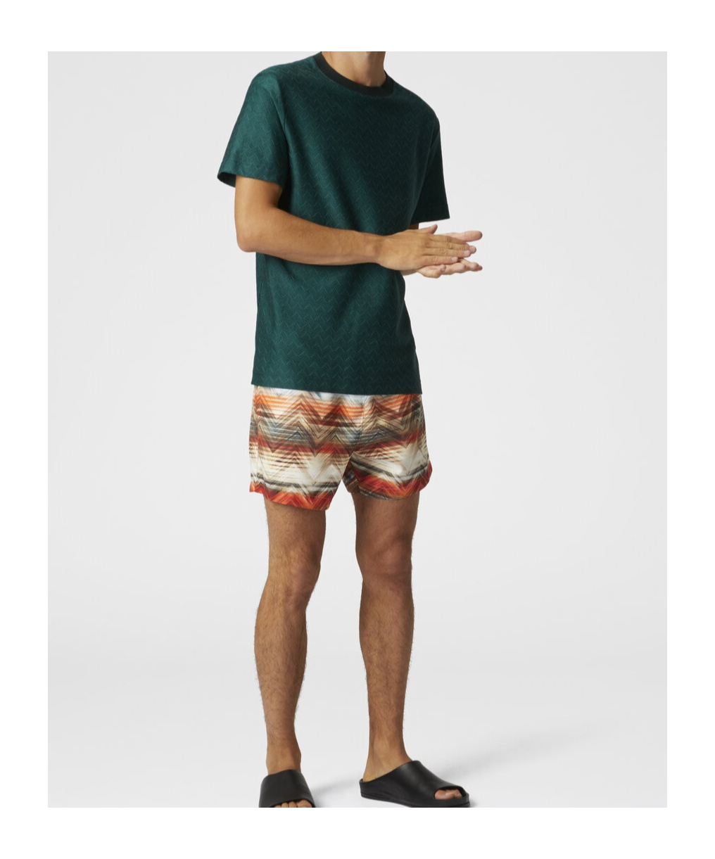Missoni Elastic Waist Swimming Trunks In Brown