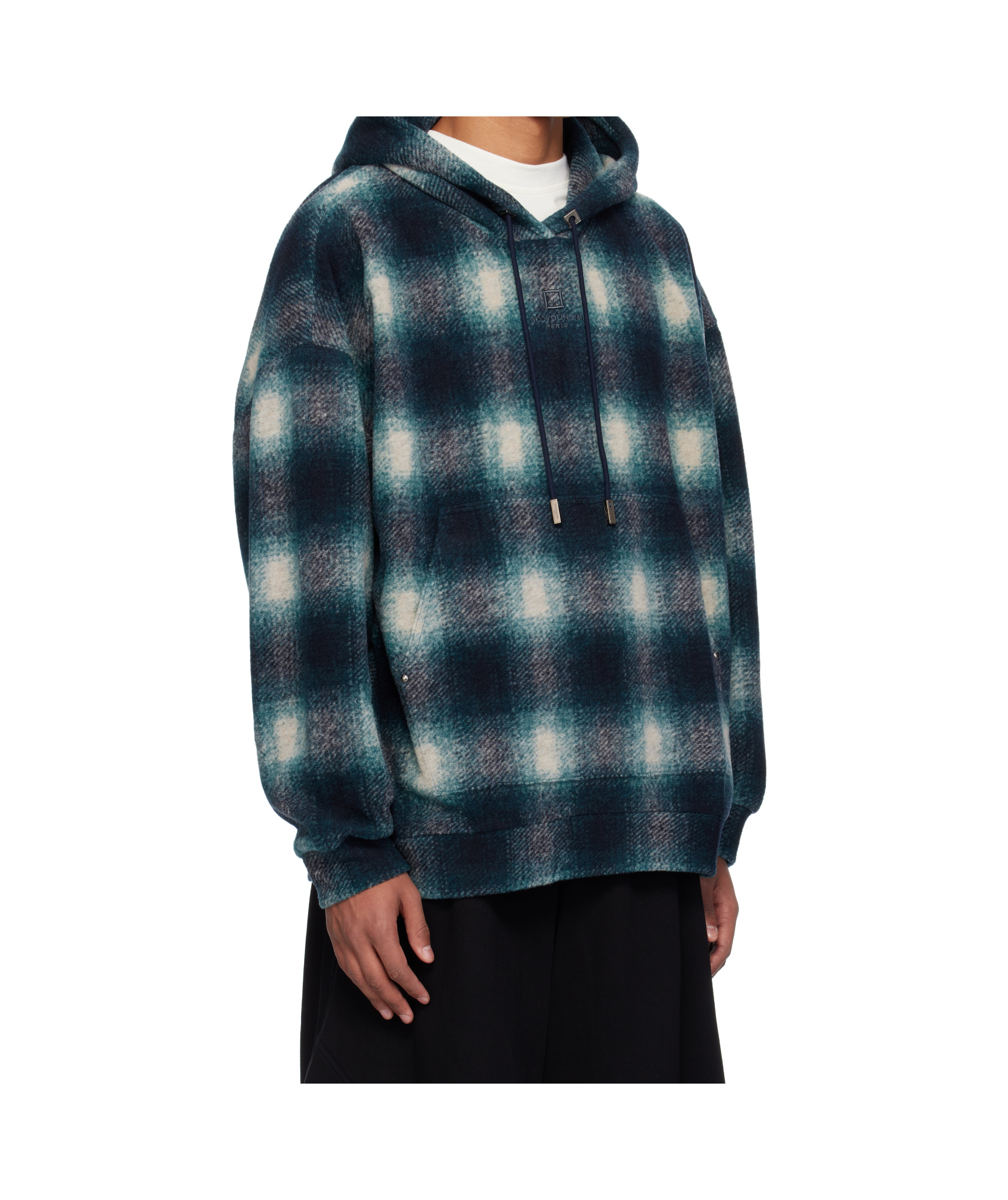 Wooyoungmi Flannel Check Hoodie In Blue