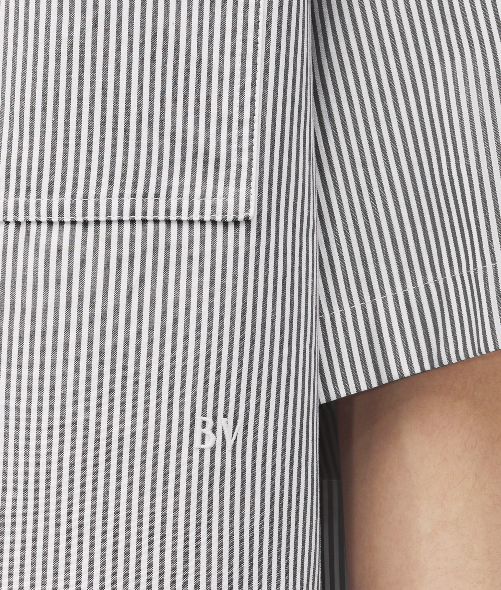 Bottega Veneta Embroidered Poplin Shirt With Drop Shoulders In Gray