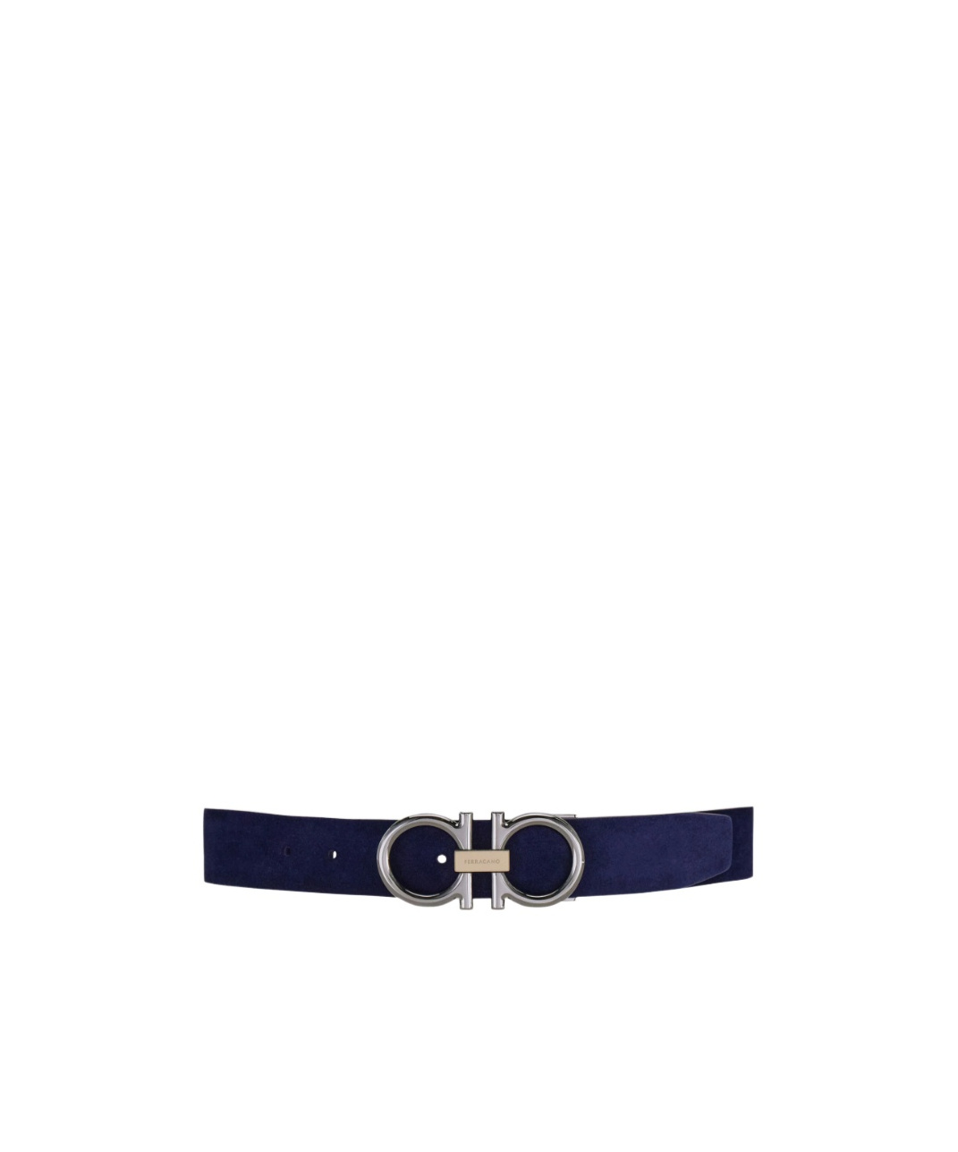 Ferragamo Gancini Suede Buckle Belt In Blue