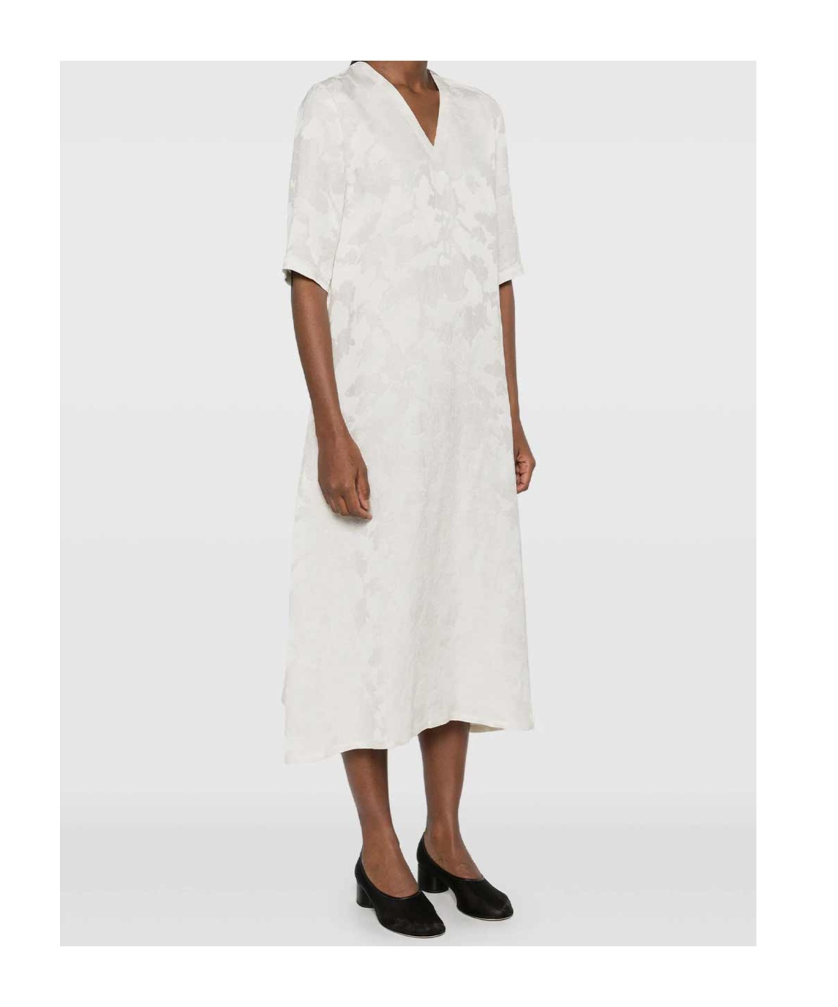Shop Uma Wang V-neck Mid-length Dress In White