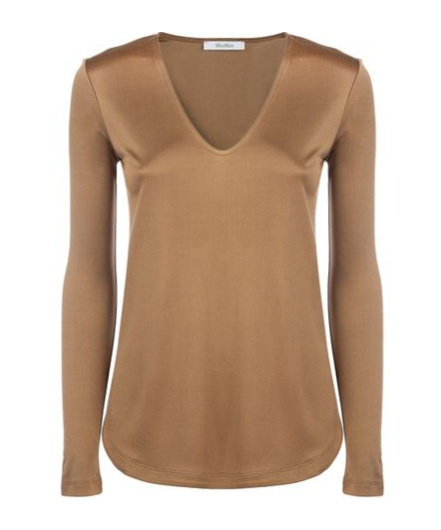 Max Mara V-neck Long-sleeved Top In Brown