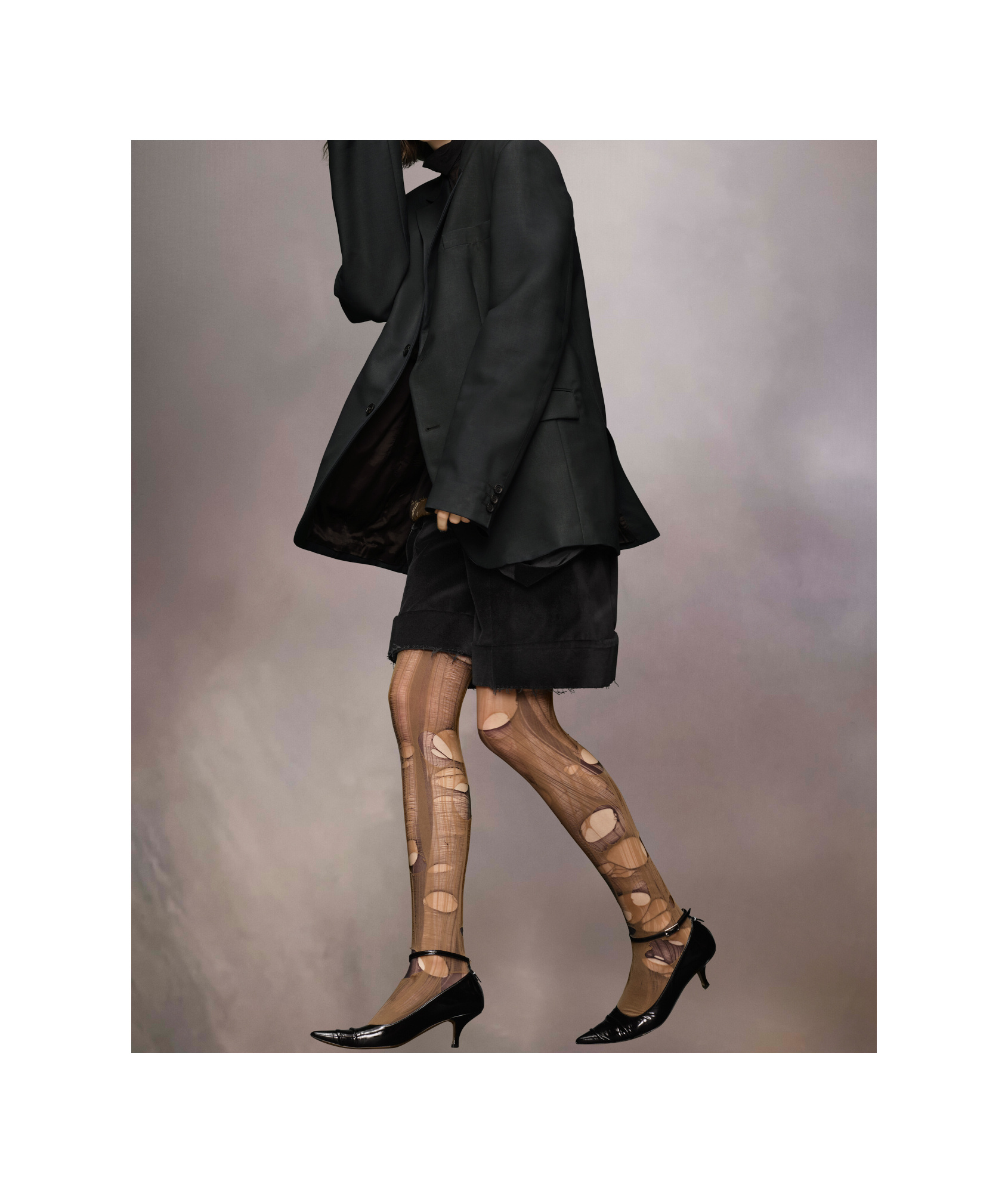 Maison Margiela Black Jacket With Classic Lapels And Logo Stitching On The Back In Mohair And Wool Blend Woman In Black