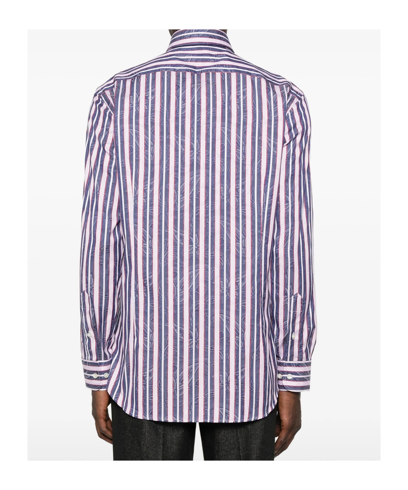 Etro Striped Floral Shirt In Purple