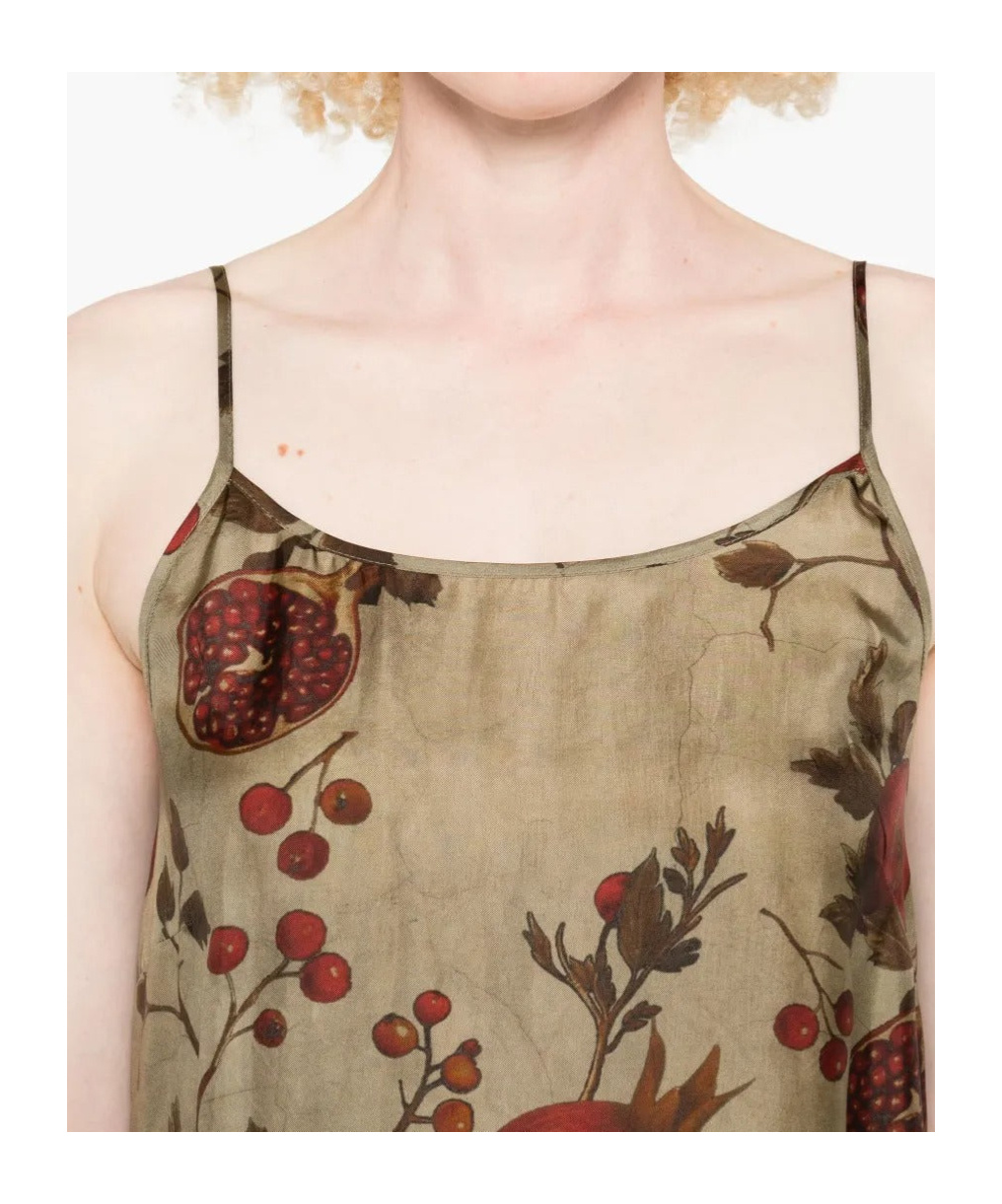 Uma Wang Pomegranate Print Slip Style Midi Dress In Green