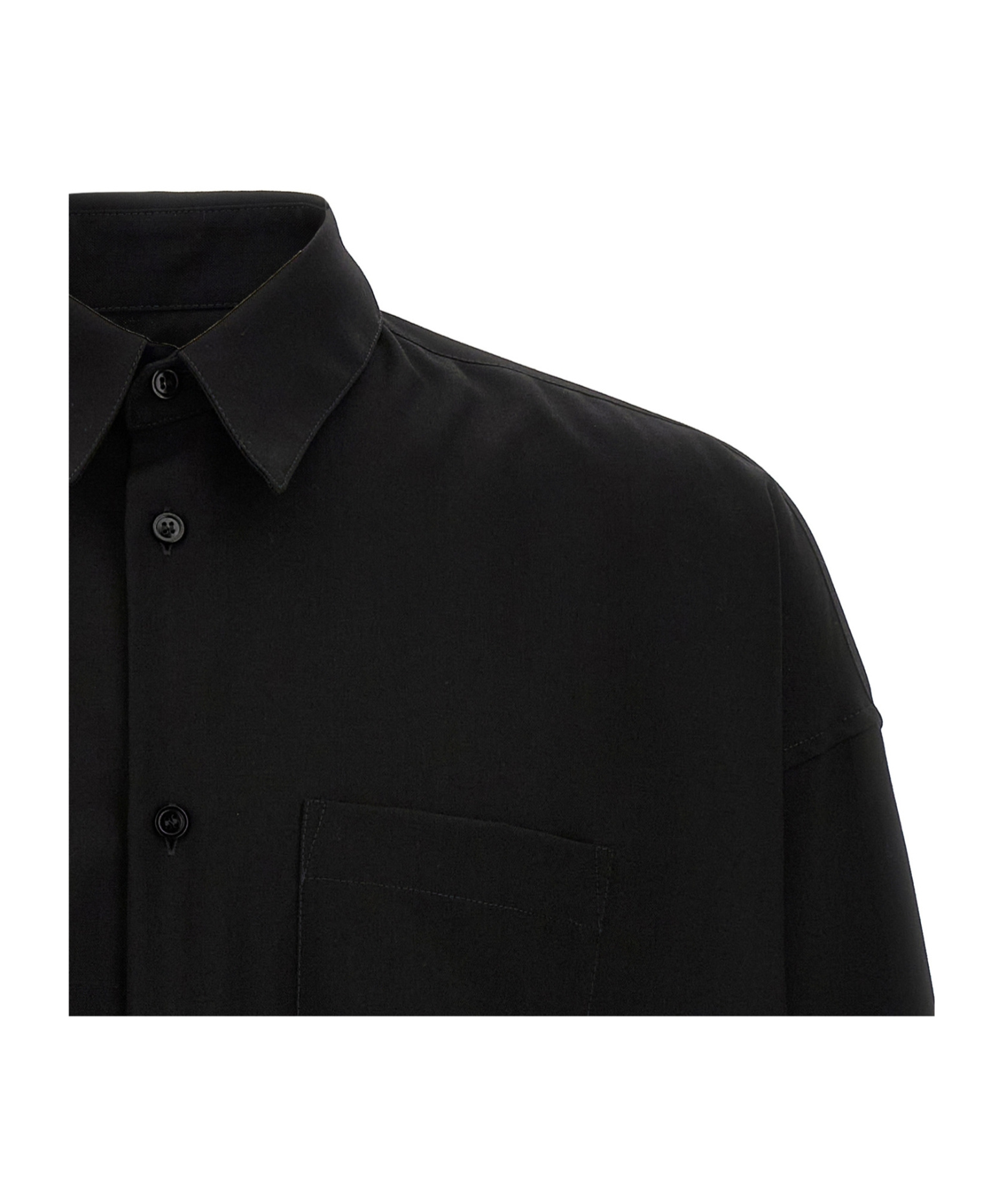 Marni Cool Wool Shirt With Contrast Stitching Shirt And Blouse Black In Black