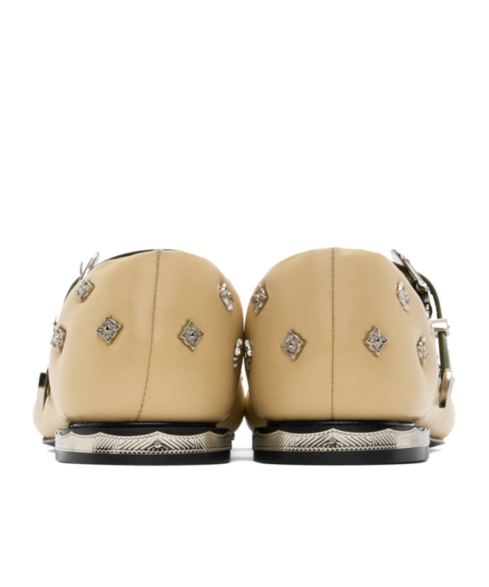 Shop Toga Mary Jane Patterned Rivet Flats In Nude