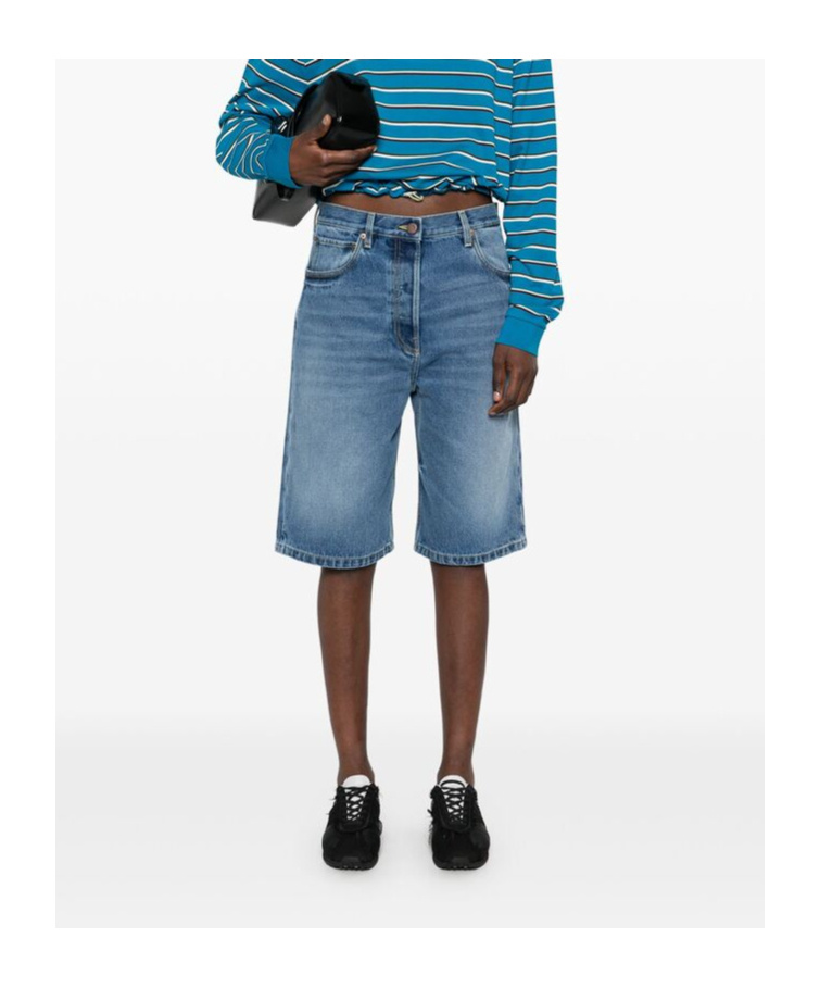 Prada Blue Bermuda Shorts In Washed Denim Women In Blue