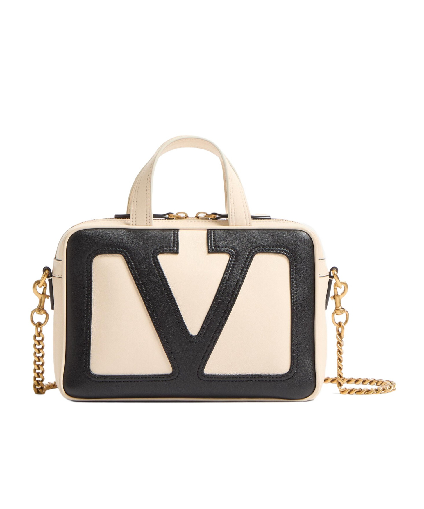 Valentino Viva Superstar Small Two-tone Leather Shoulder Bag In Nude