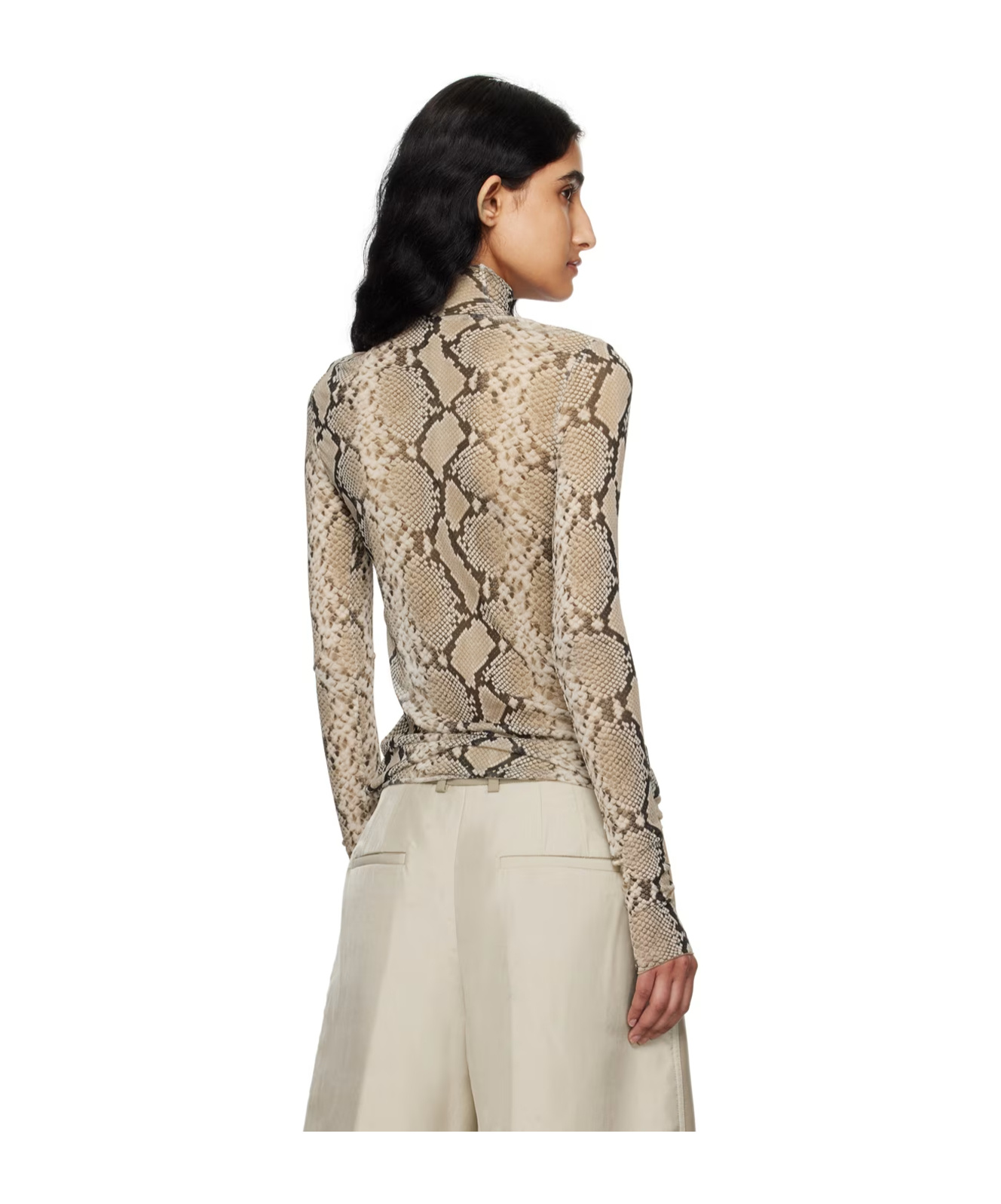 Jil Sander Beige Printed Turtleneck In Nude