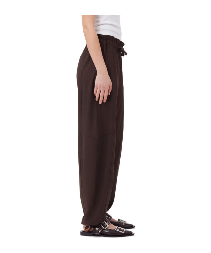 Ganni Elasticated-waistband Trousers In Black