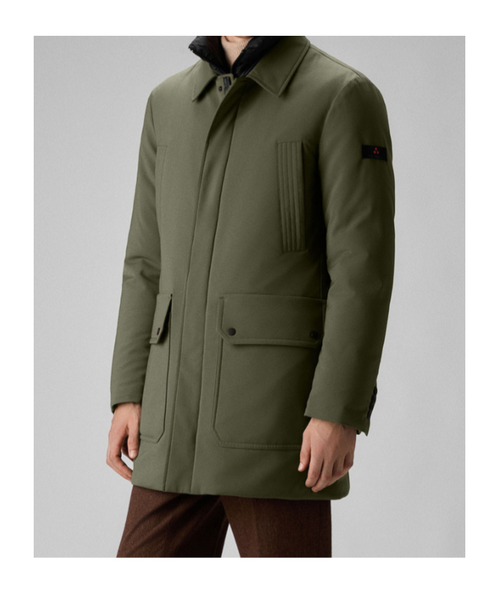 Peuterey Double-collar Flap-pocket Coat In Green