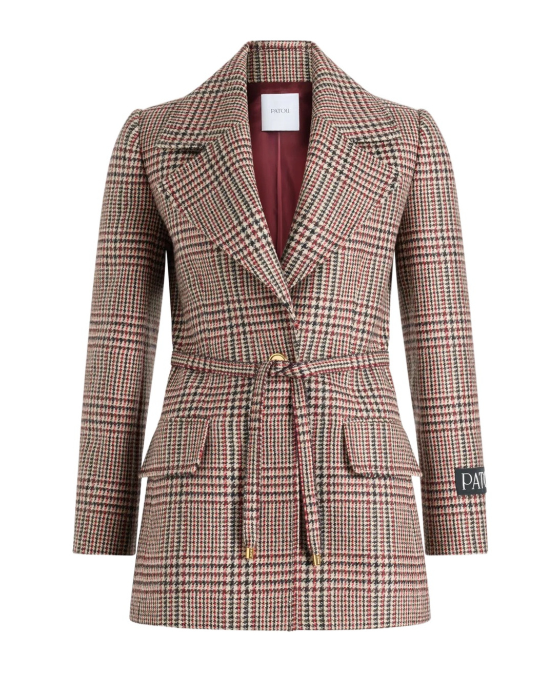 Patou Checked Belted Jacket In Gold