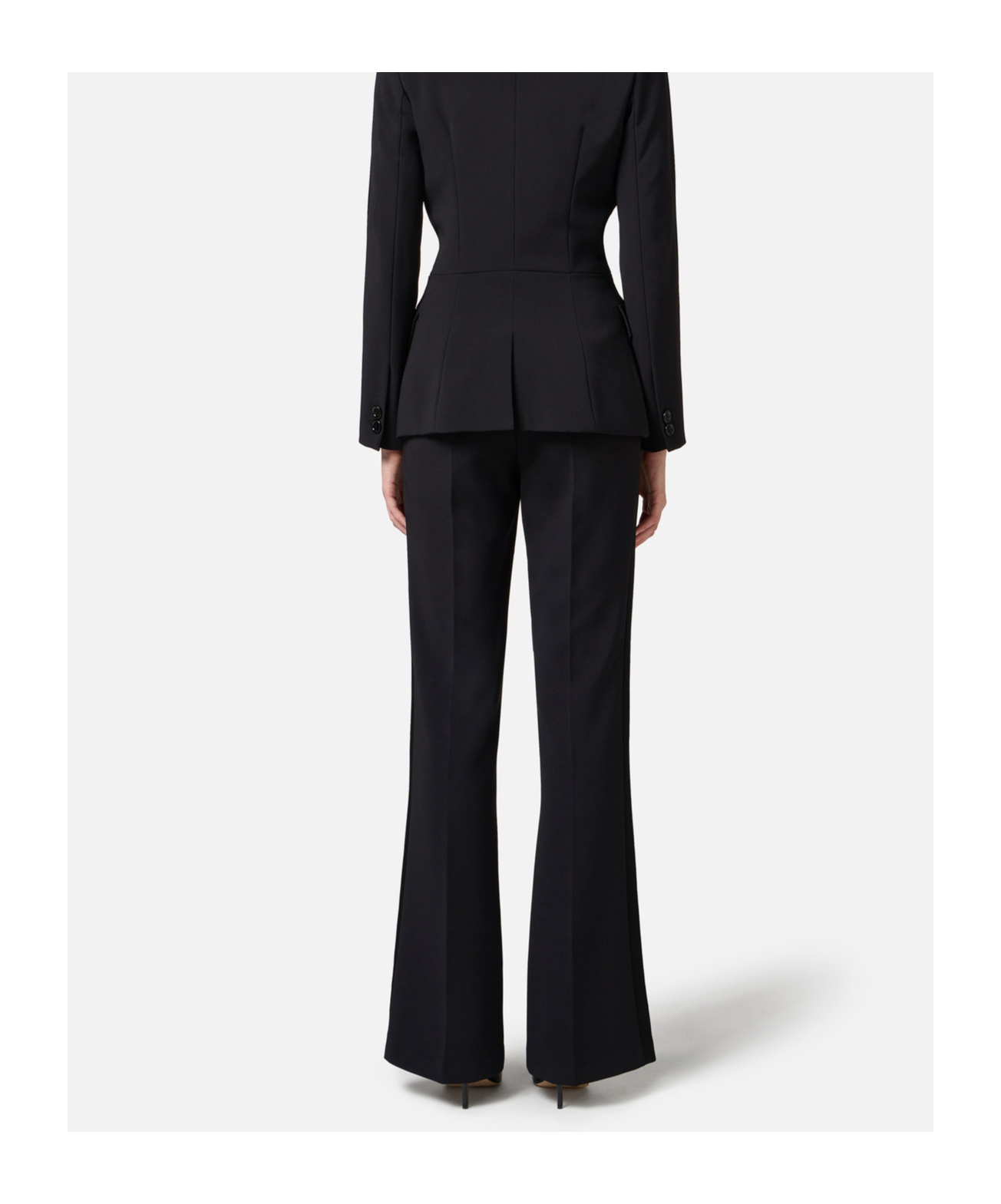 ELISABETTA FRANCHI SATIN-TRIM CREPE TROUSERS