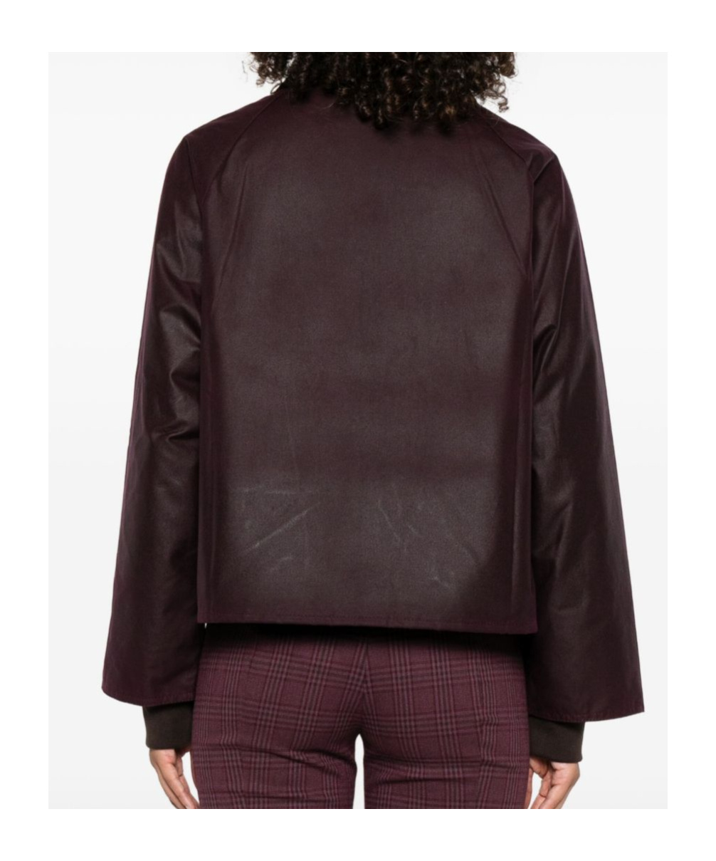 Barbour Shade Of Purple Jacket With A Ribbed Collar In Burgundy