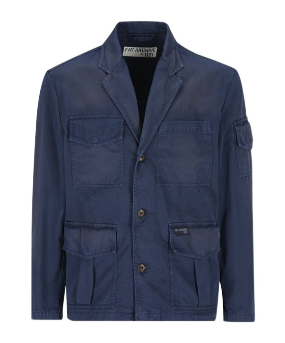 Fay Long-sleeved Casual Jacket In Blue