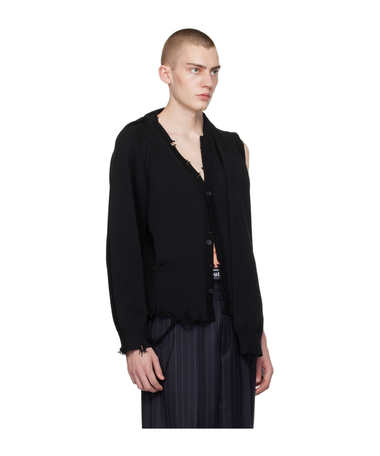 Doublet Asymmetrical Making Of Old Cardigans In Black