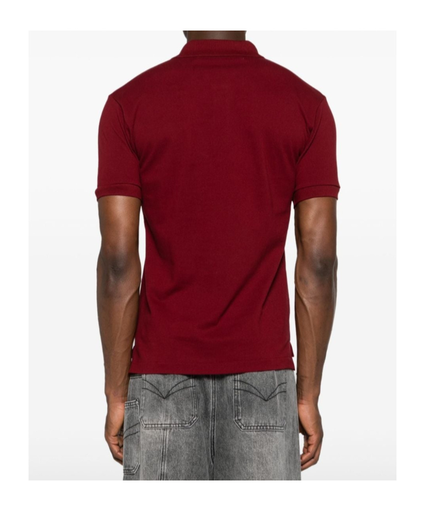 Comme Des Garçons Heart-patch Cotton Polo Shirt In Red