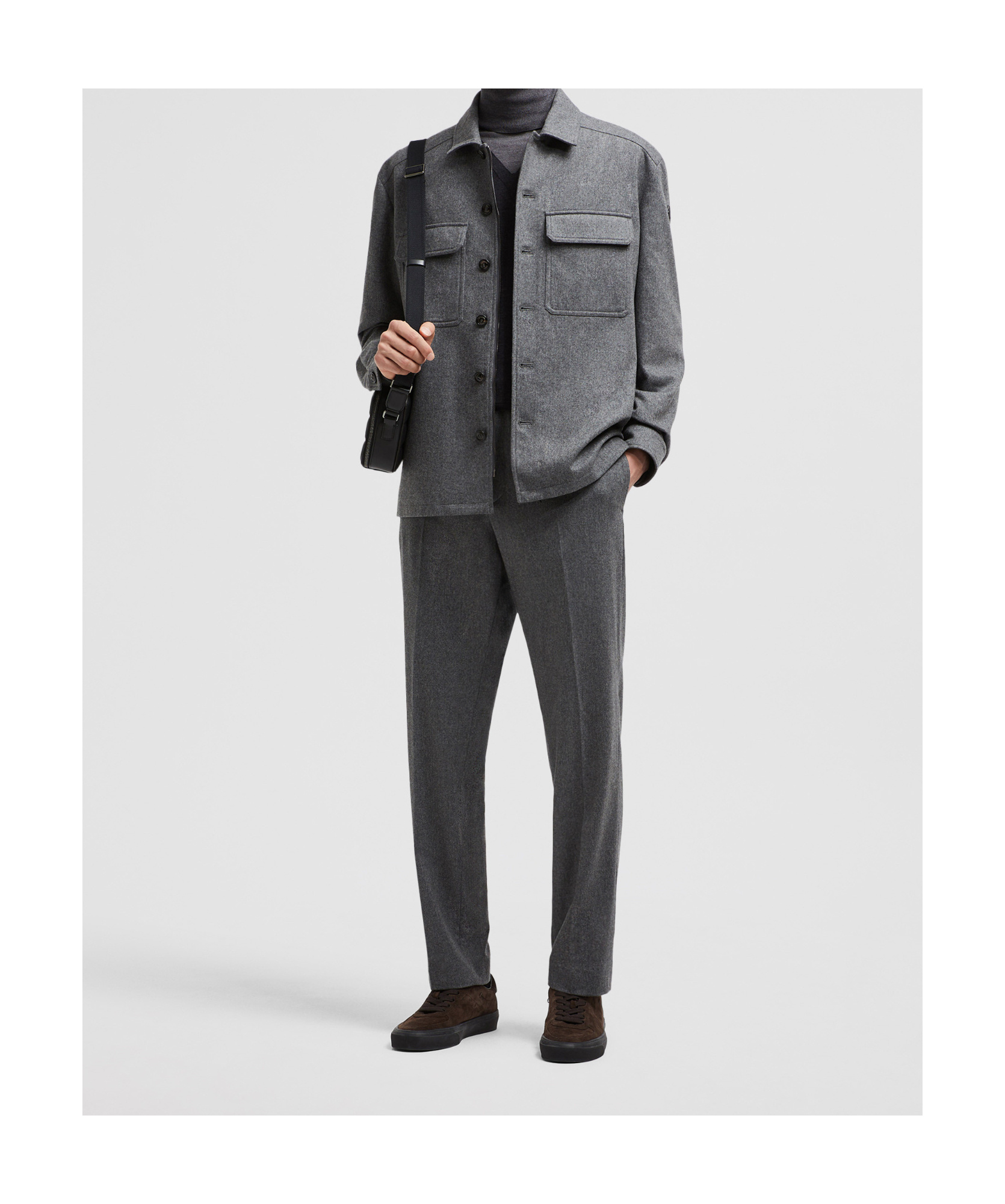 Moncler Joggers In Nylon And Cashmere Trousers Grey In Gray