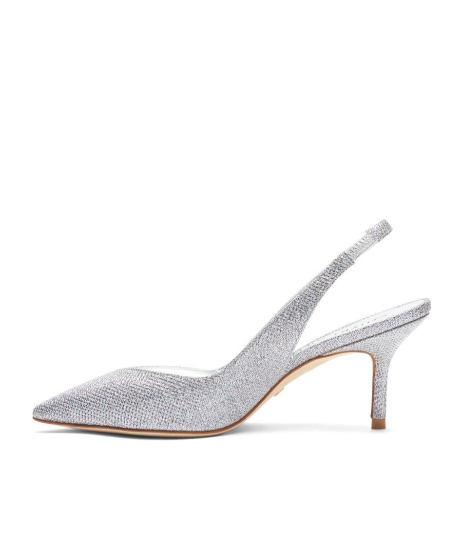 Stuart Weitzman Eva 75 Slingback Pumps In Silver