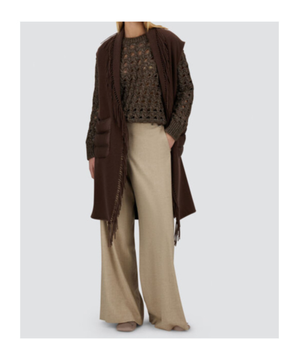 Herno Fringe Vest Casual Jacket In Brown