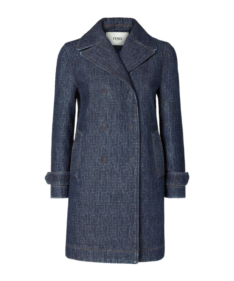 Fendi Ff Denim Cotton Jacket In Blue