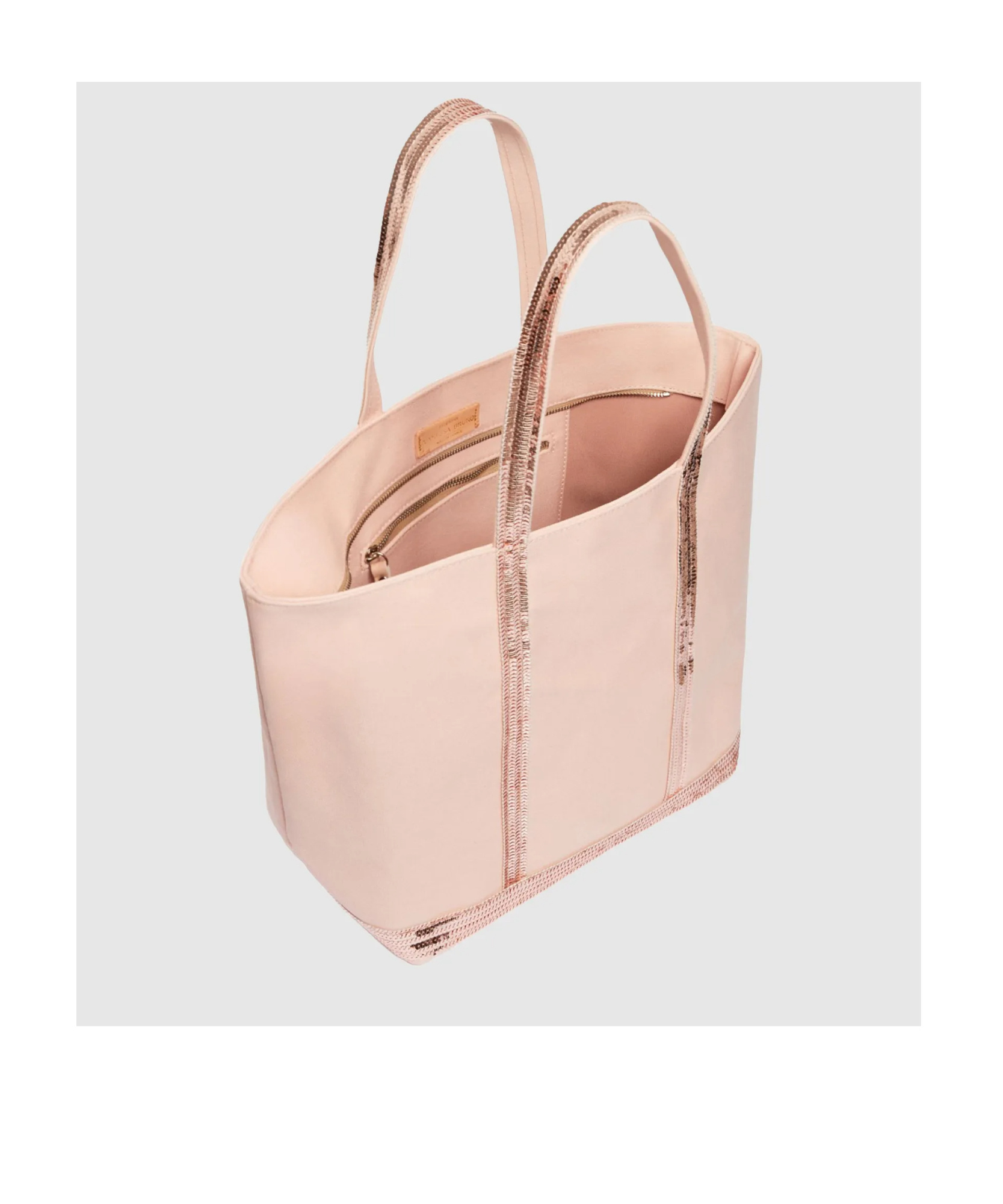 Vanessa Bruno Large Cabas Sequin-trimmed Tote Bag In Nude