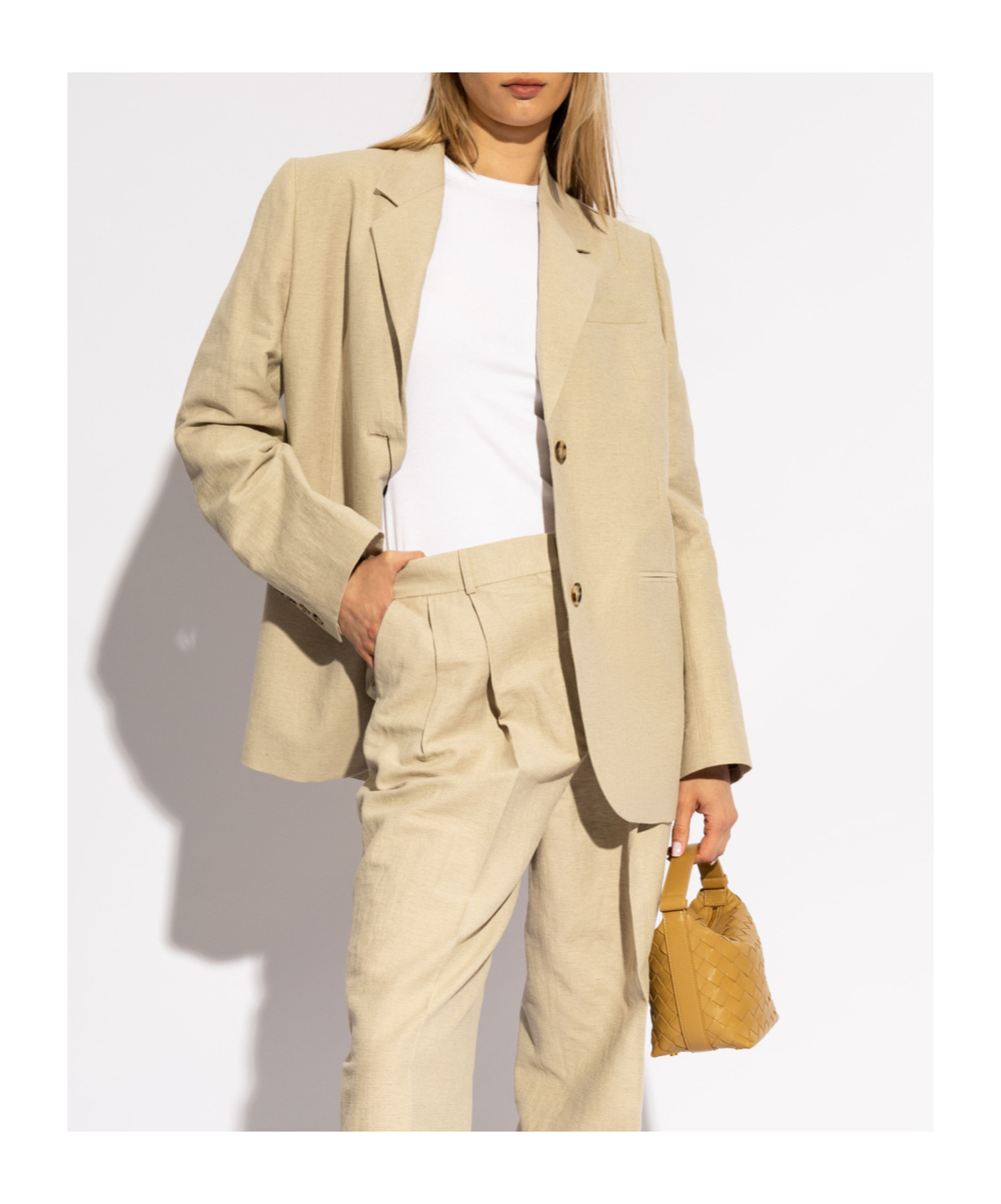 Totême Single-breasted Linen-blend Blazer In Nude