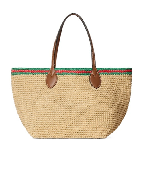 Gucci Woven Medium Tote Bag In Brown