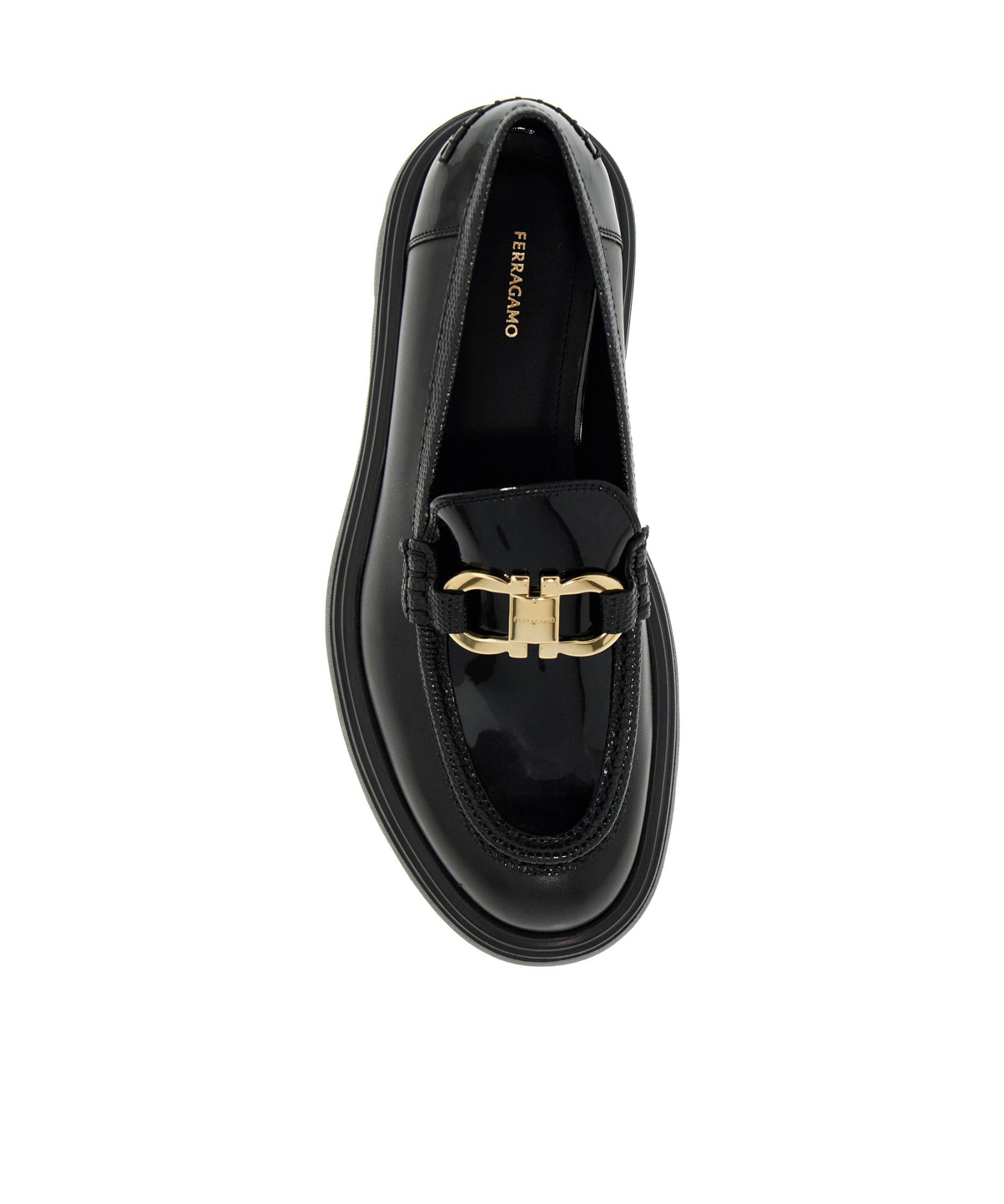 Ferragamo Brooke Loafers With Chunky Sole And Gold-tone Hardware In Black