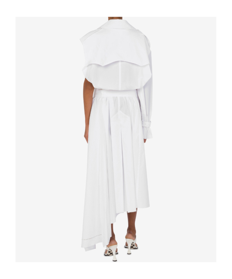 Moschino Asymmetrical Trench Coat In Stretch Poplin In White