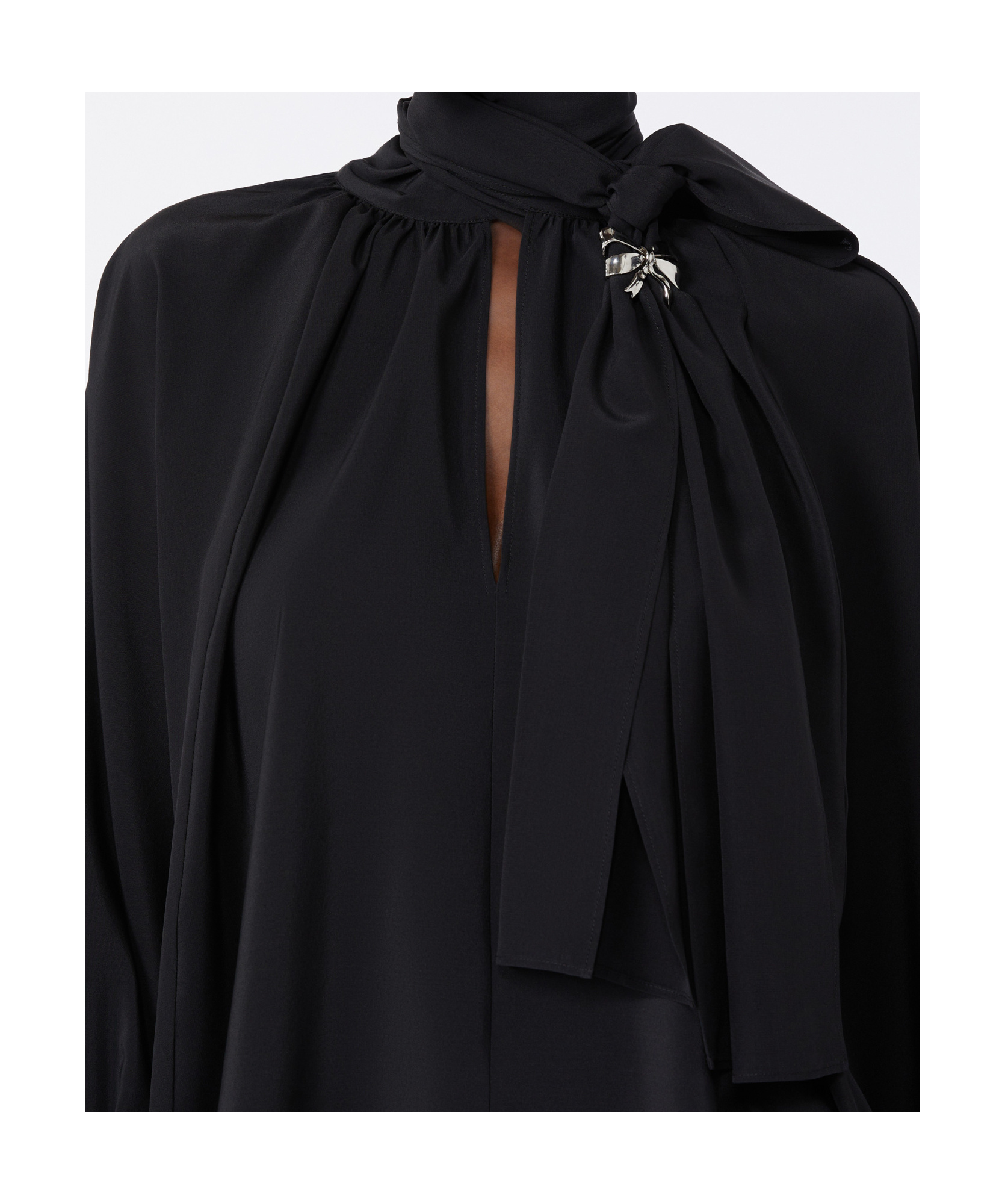 Max Mara Leonida Blouse With Asymmetric Hem And Balloon Sleeves In Black