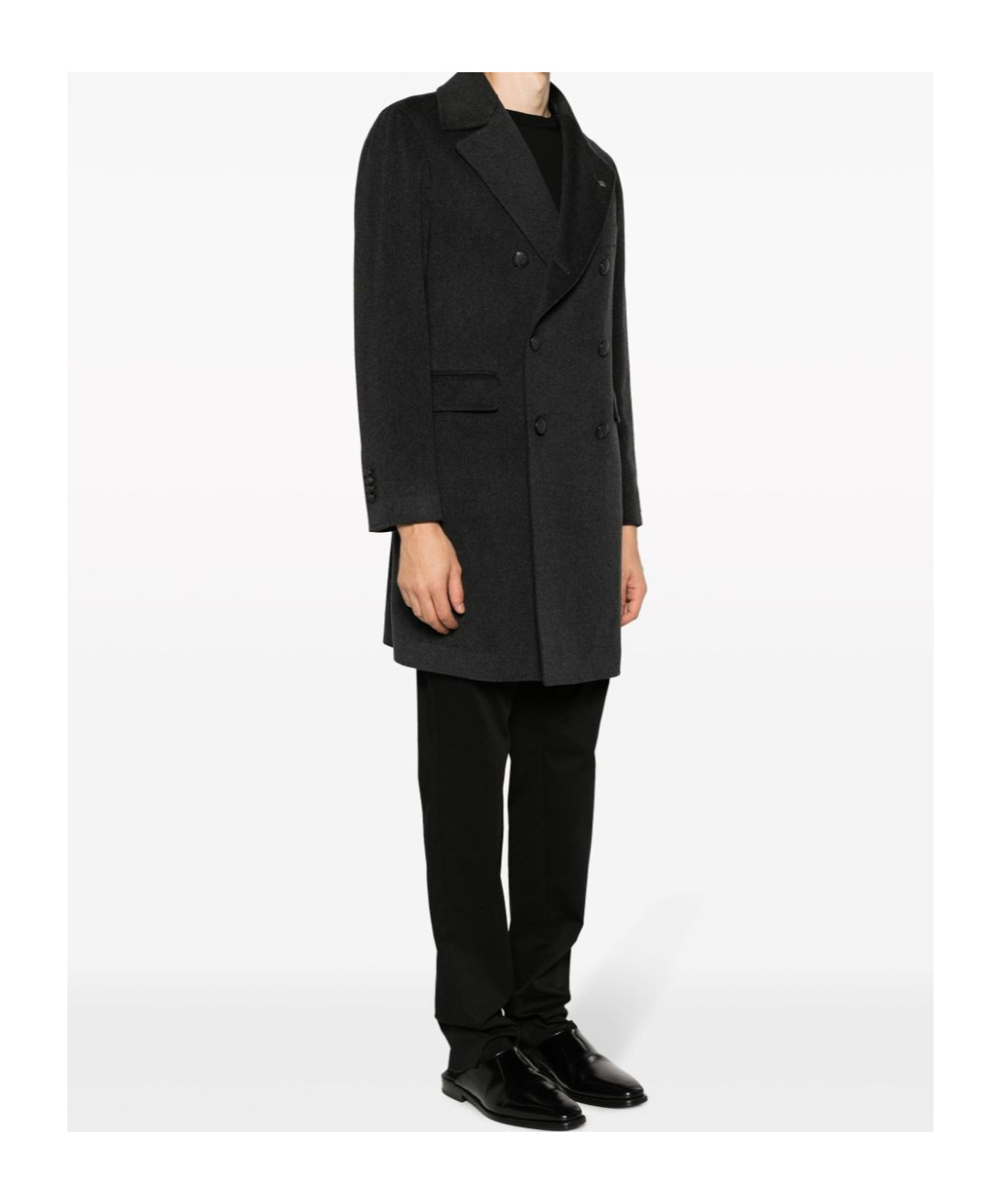Tagliatore Black Double-breasted Coat With Four Pockets In Black