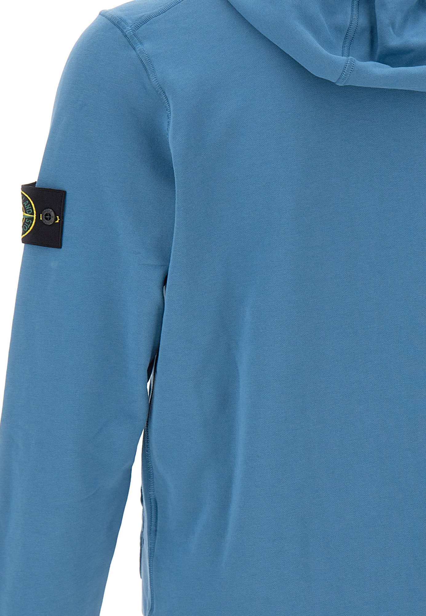 Stone Island Long-sleeved Hooded Sweatshirt In Blue