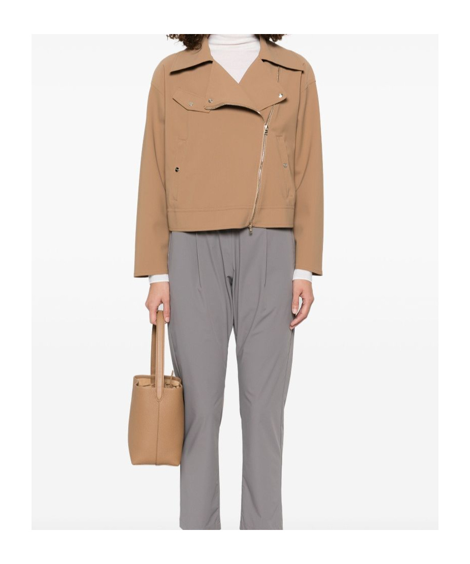 Herno Camel Brown Jacket With Spread Collar In Nude
