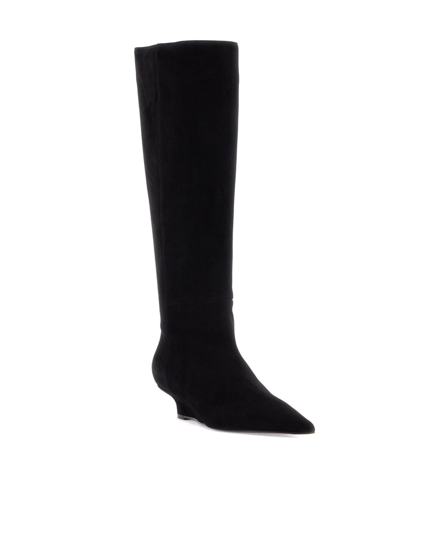 Totême Black Suede Knee-high Boots With Low Heel In Black