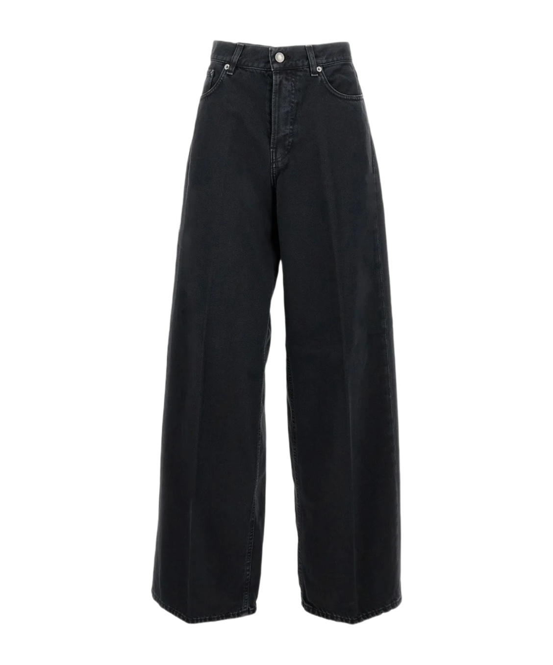 Haikure Wide-leg Jeans With High Waist And Leather Label In Multi