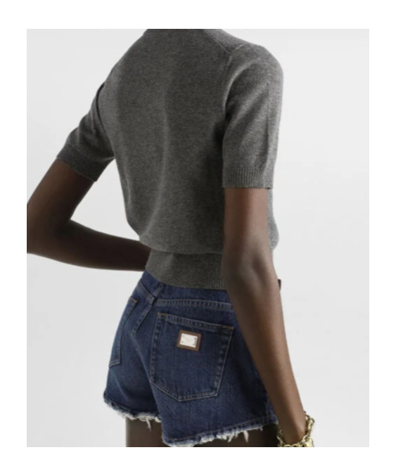 Dolce & Gabbana Short-sleeve Cashmere Sweater In Gray