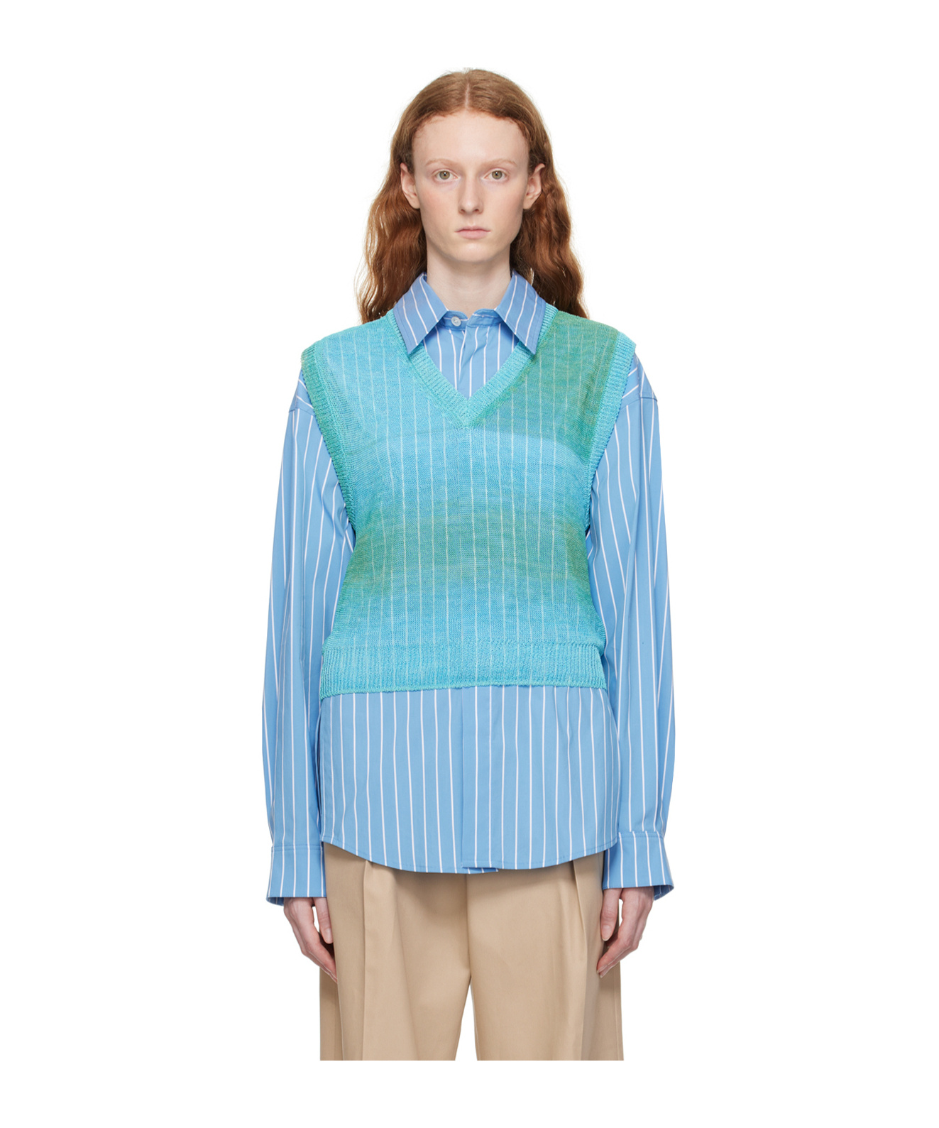 Wooyoungmi Graded Stripe Pattern Knitted Vest In Black
