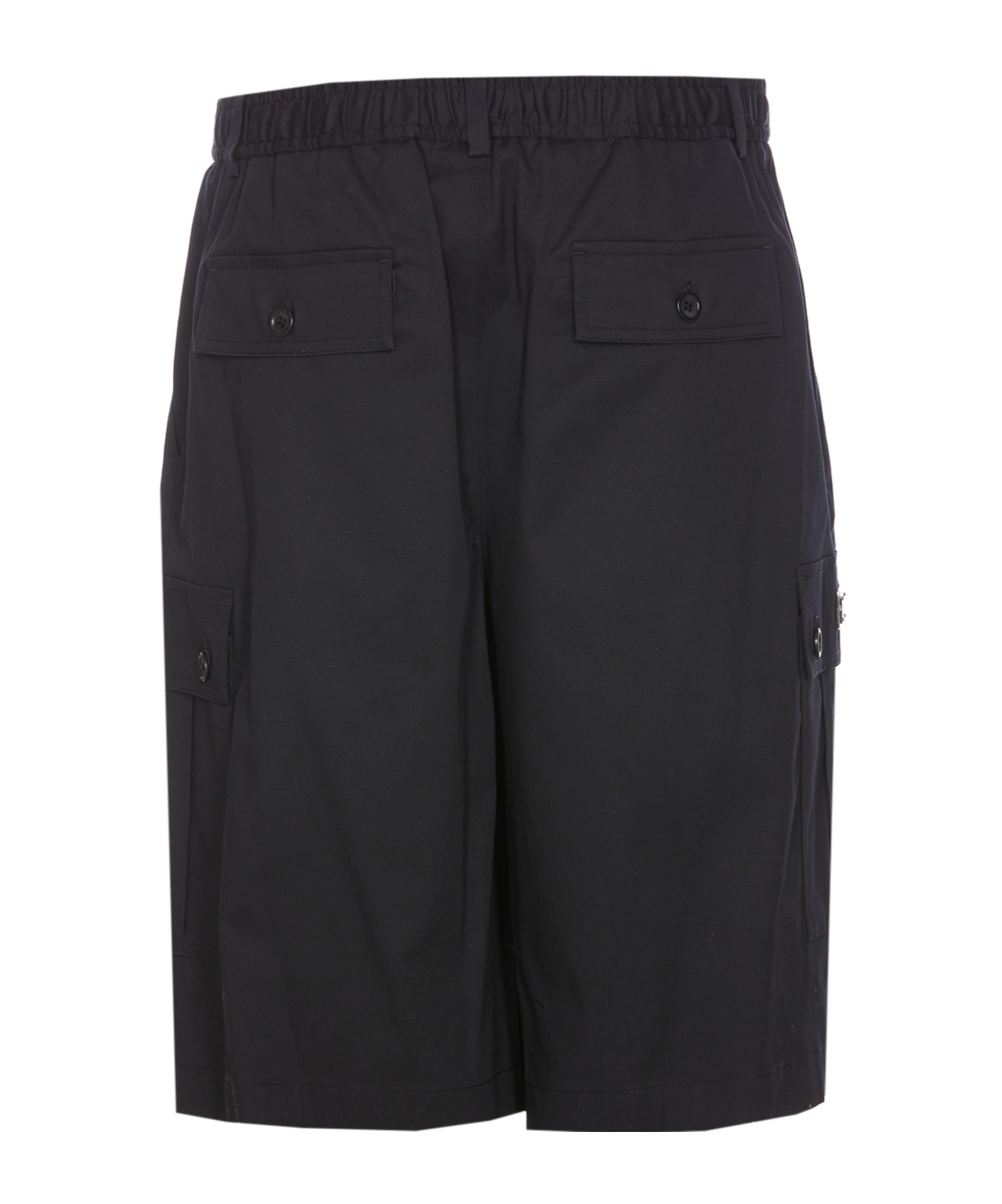 Dolce & Gabbana Black Bermuda Shorts With Logo Patch In Black