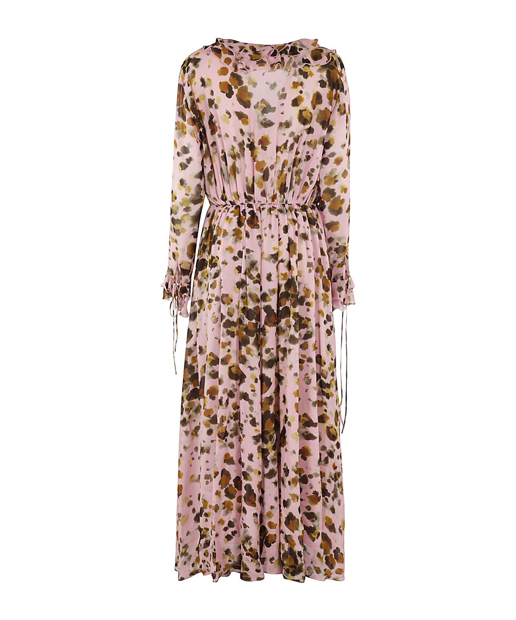 Msgm Abstract-print Ruffle-detailing Dress In Multicolor