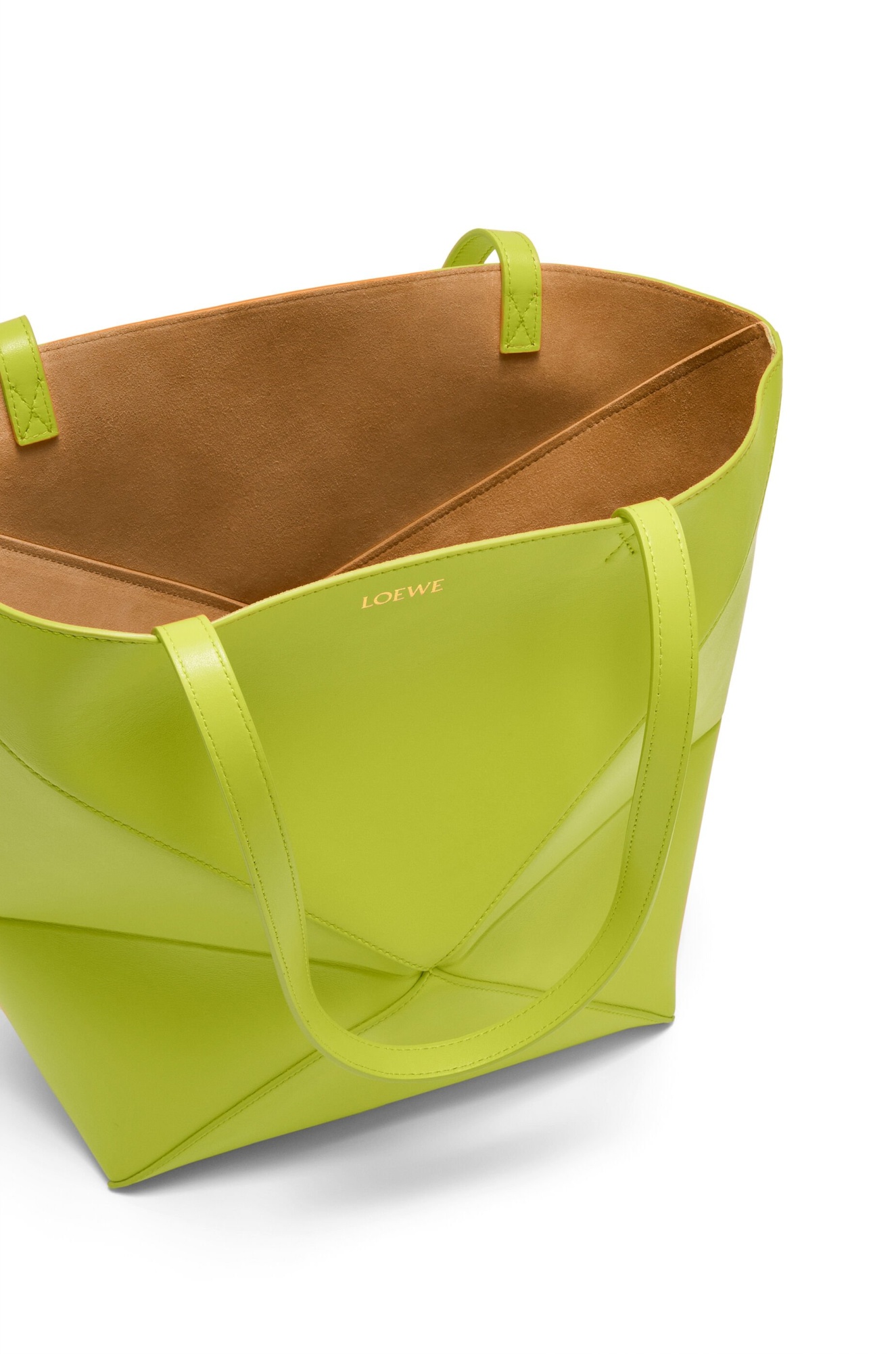 Loewe Medium Leather Puzzle Fold Tote Bag In Green