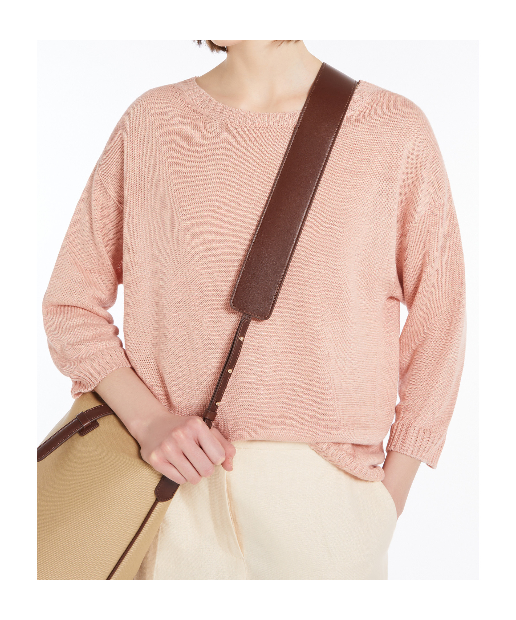 Weekend Max Mara Oversized Linen Jumper In Pink
