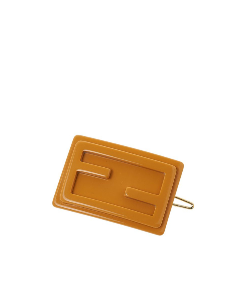 Fendi Logo Rectangular Hairpin In Orange