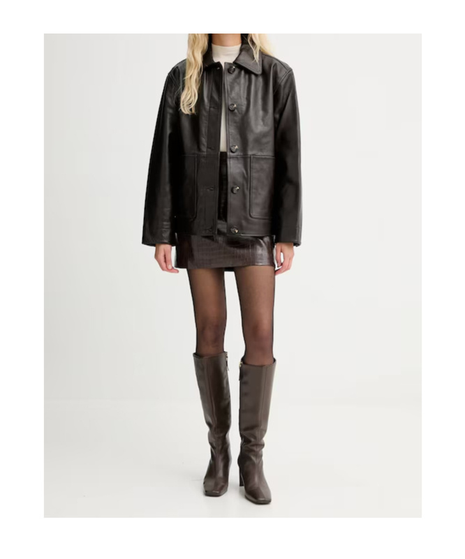 Rag & Bone Long-sleeved Leather Jacket In Black