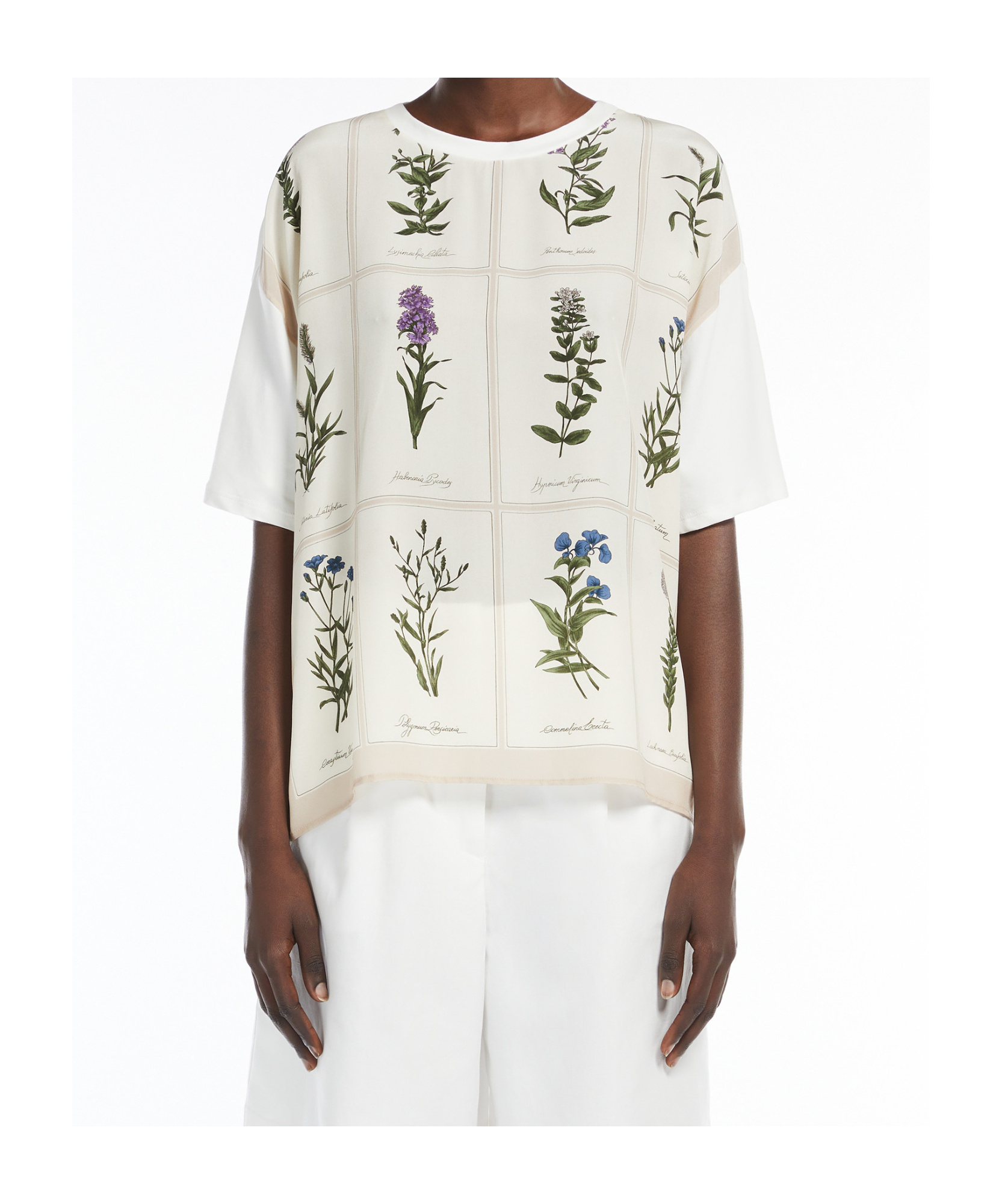 Weekend Max Mara Printed Silk And Jersey T-shirt In White