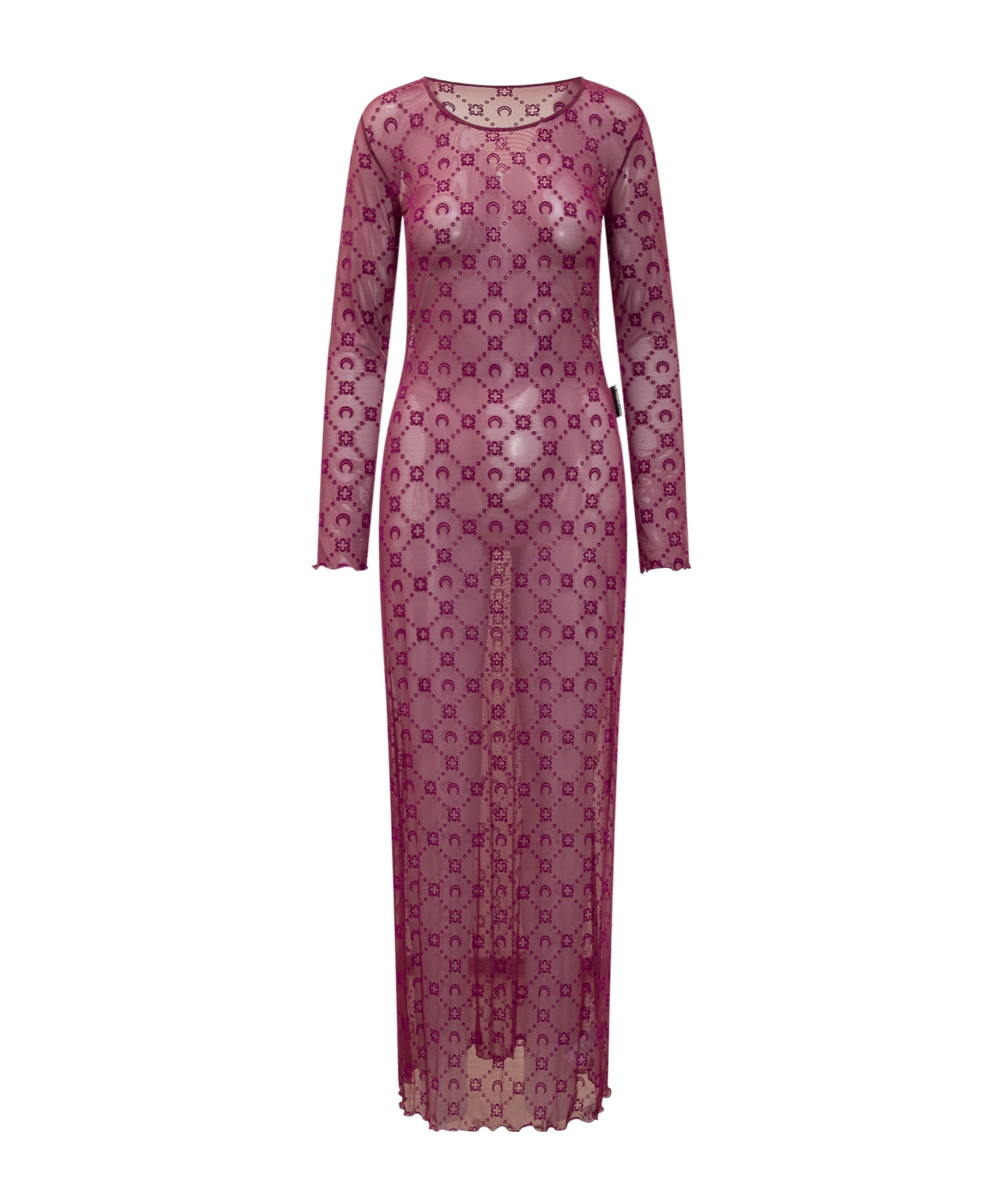 Marine Serre Purple Moonogram Mesh Flock Maxi Dress In Red