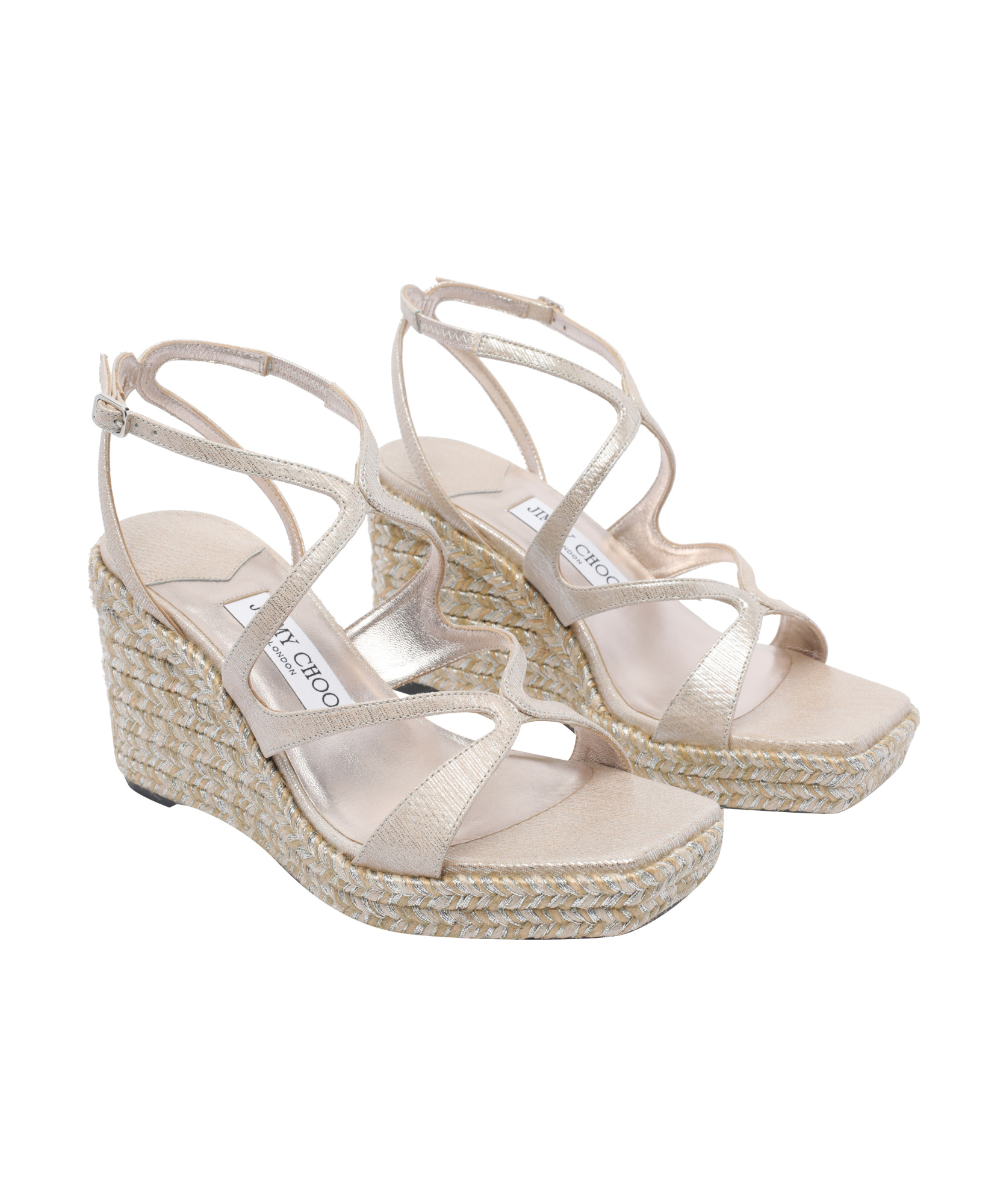 Jimmy Choo Leather Espadrille Wedge Sandals In White