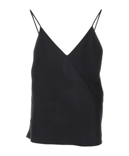Max Mara Silk V-neck Sleeveless Top With Spaghetti Straps In Black