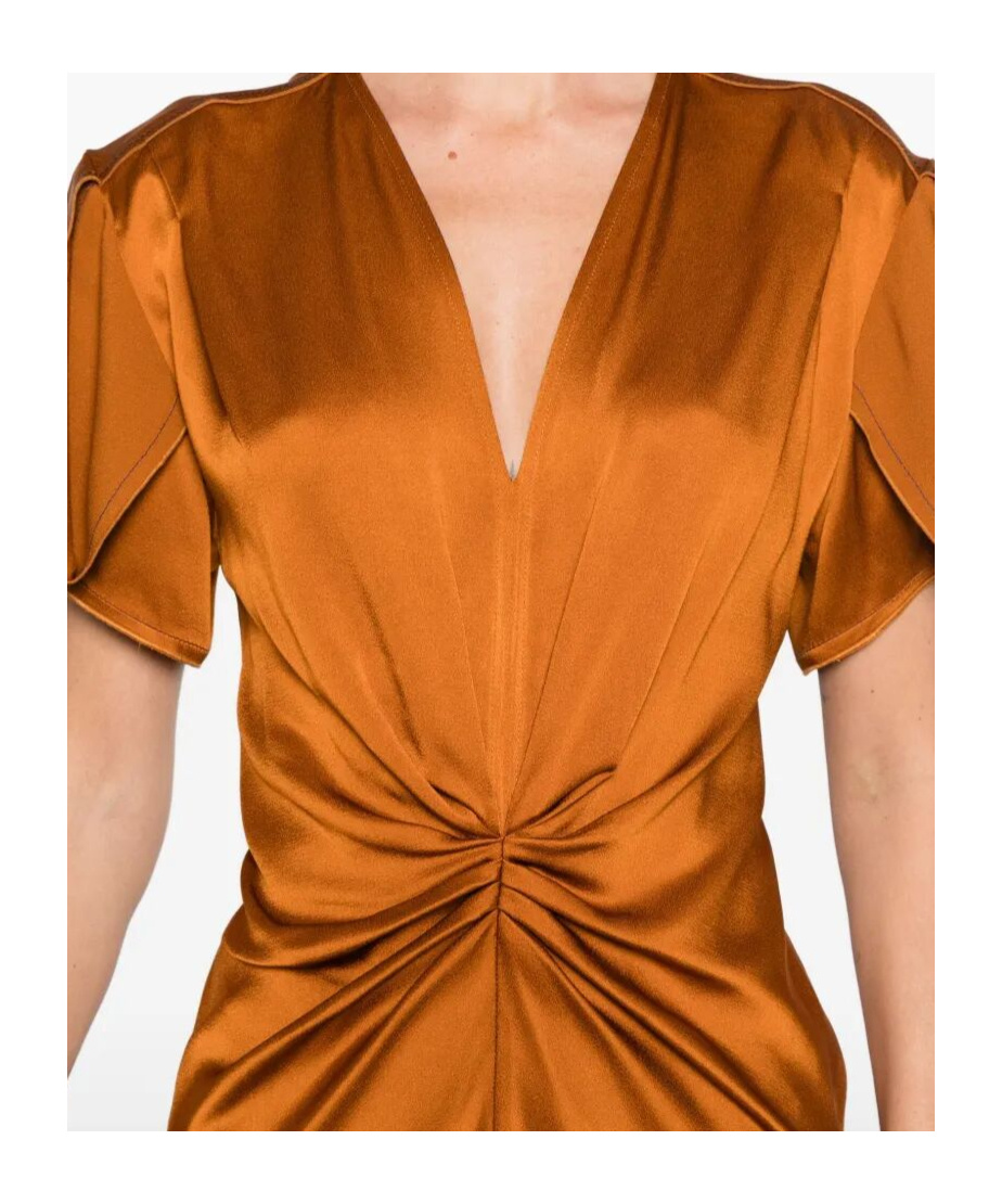 Victoria Beckham Midi Dress With V Neck And Ruched Detail In Animal Print